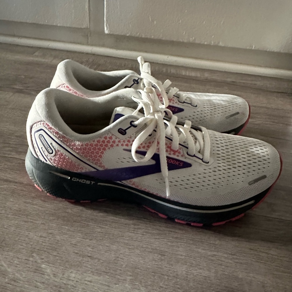 Brooks Women's Ghost 14 Running Sneakers Size 9 White Purple Coral - Picture 5 of 9